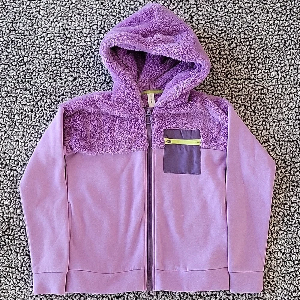Ideology Girls Purple Hoodie Faux Fur Zip Up Jacket Size M (8)